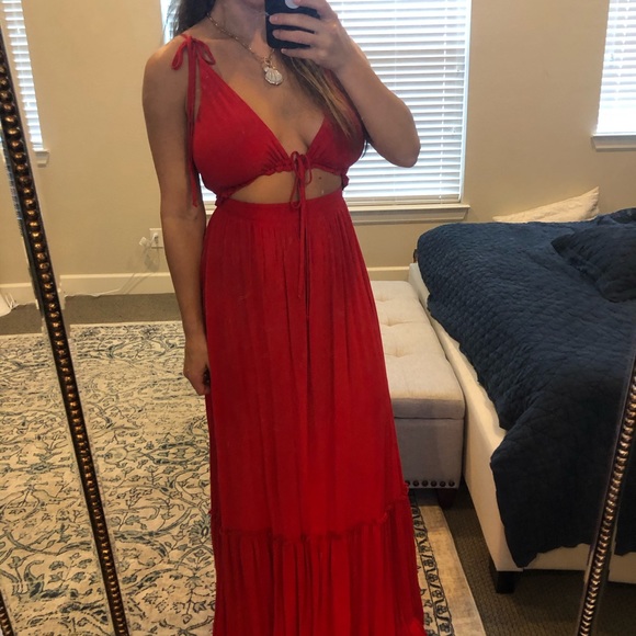 Blue Life red front tie maxi dress - Picture 6 of 10